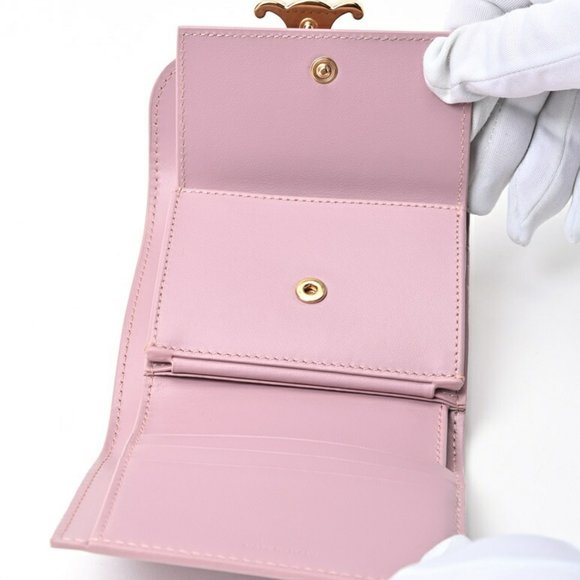 CELINE Triomphe Small Wallet 10D78 Dull Pink E-155584 - Picture 8 of 10